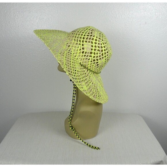 BP Floppy Sun Straw Floppy Hat Brim Almond- Yellow Iris Adjustable Strap NWT - Picture 1 of 12